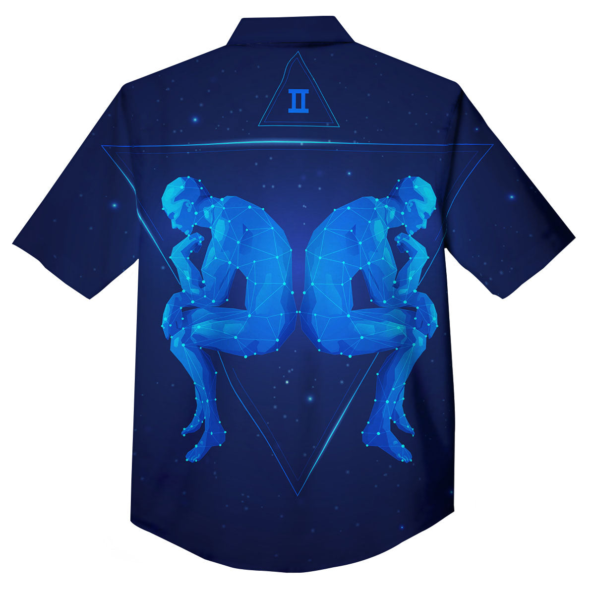 Constellation Gemini Print Button Up Shirt-grizzshop