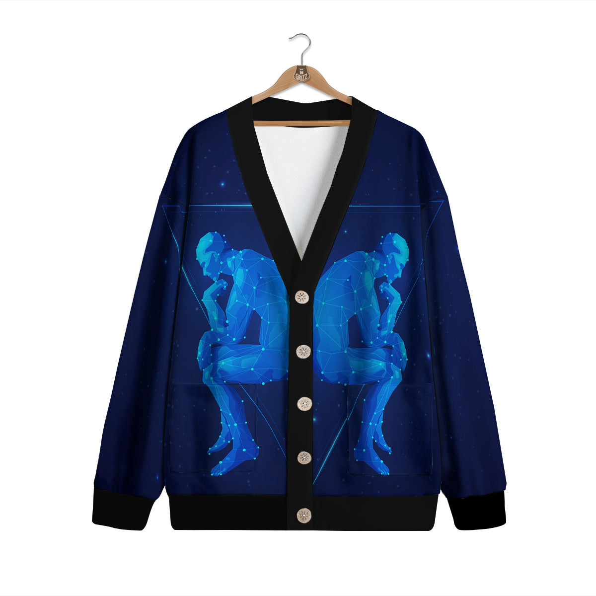 Constellation Gemini Print Cardigan-grizzshop