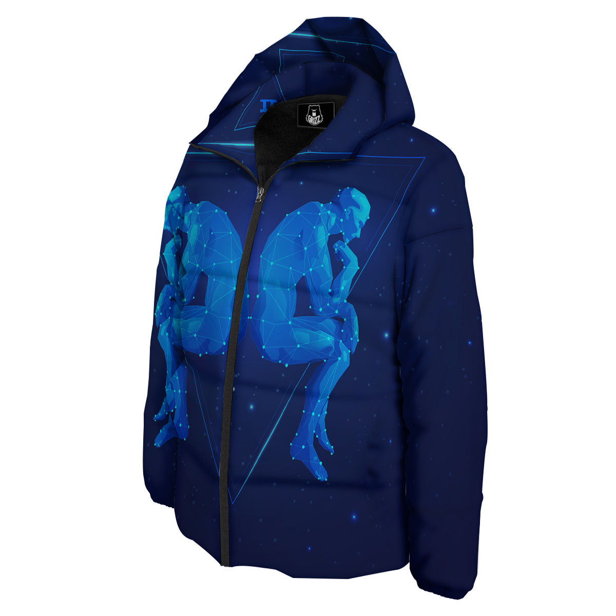 Constellation Gemini Print Down Jacket-grizzshop