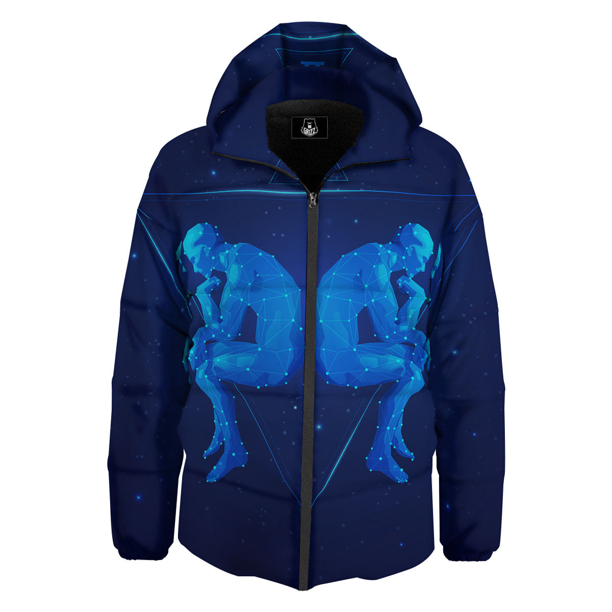 Constellation Gemini Print Down Jacket-grizzshop