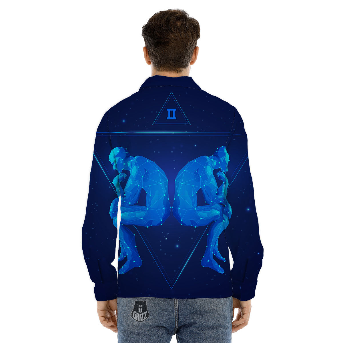 Constellation Gemini Print Men's Dress Shirts-grizzshop
