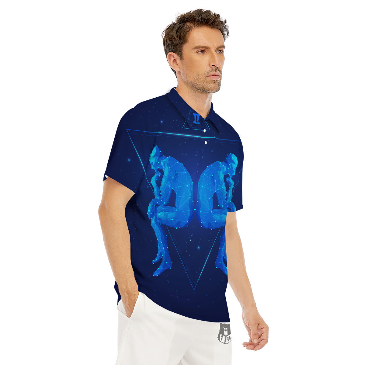 Constellation Gemini Print Men's Golf Shirts-grizzshop