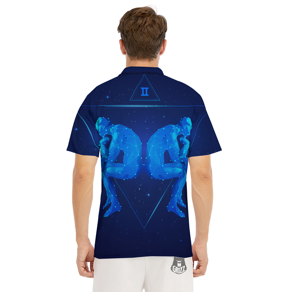 Constellation Gemini Print Men's Golf Shirts-grizzshop