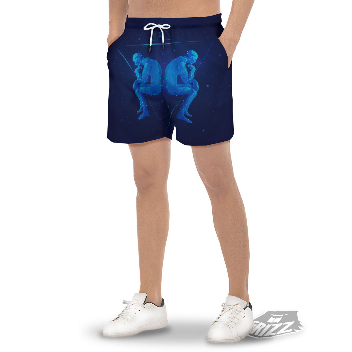 Constellation Gemini Print Men's Gym Shorts-grizzshop