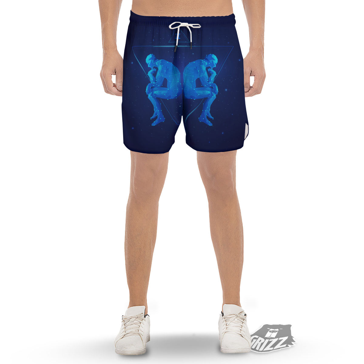 Constellation Gemini Print Men's Gym Shorts-grizzshop