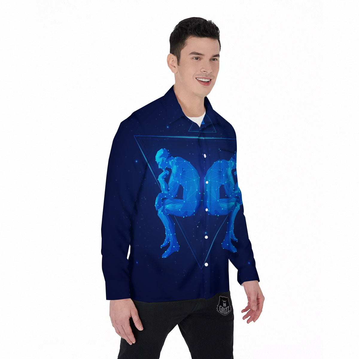 Constellation Gemini Print Men's Long Sleeve Shirts-grizzshop