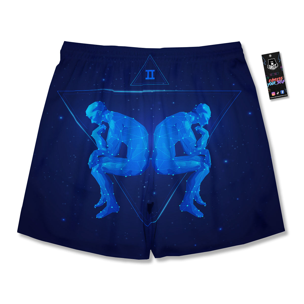 Constellation Gemini Print Men's Running Shorts-grizzshop