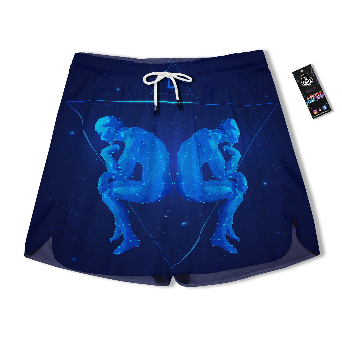 Constellation Gemini Print Men's Running Shorts-grizzshop