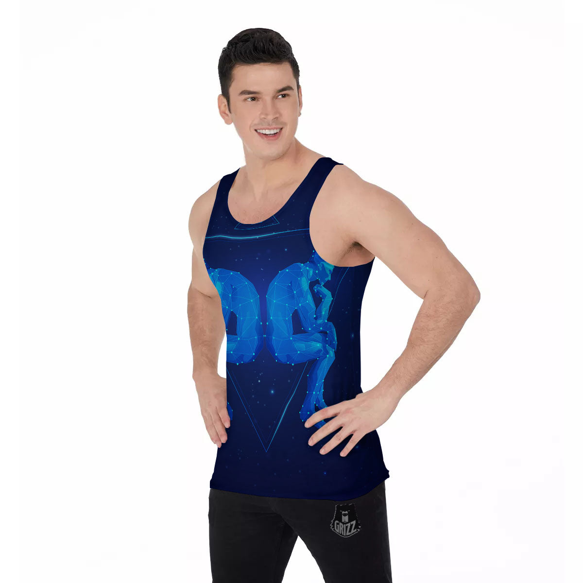 Constellation Gemini Print Men's Tank Top-grizzshop