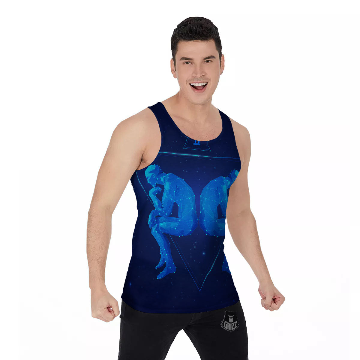 Constellation Gemini Print Men's Tank Top-grizzshop