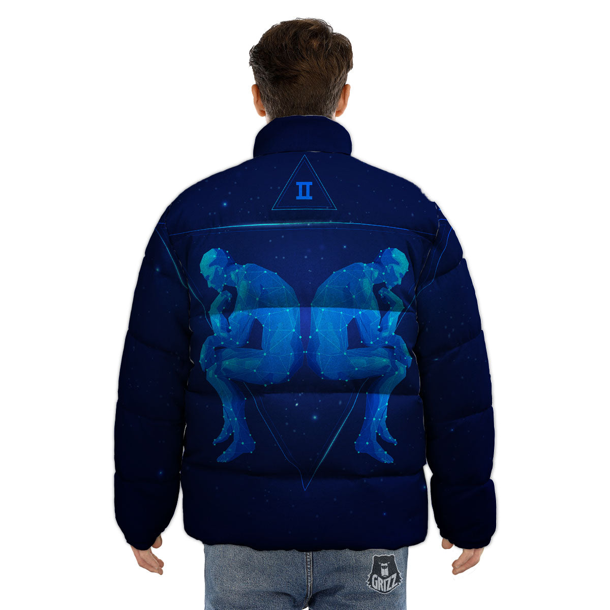 Constellation Gemini Print Puffer Jacket-grizzshop