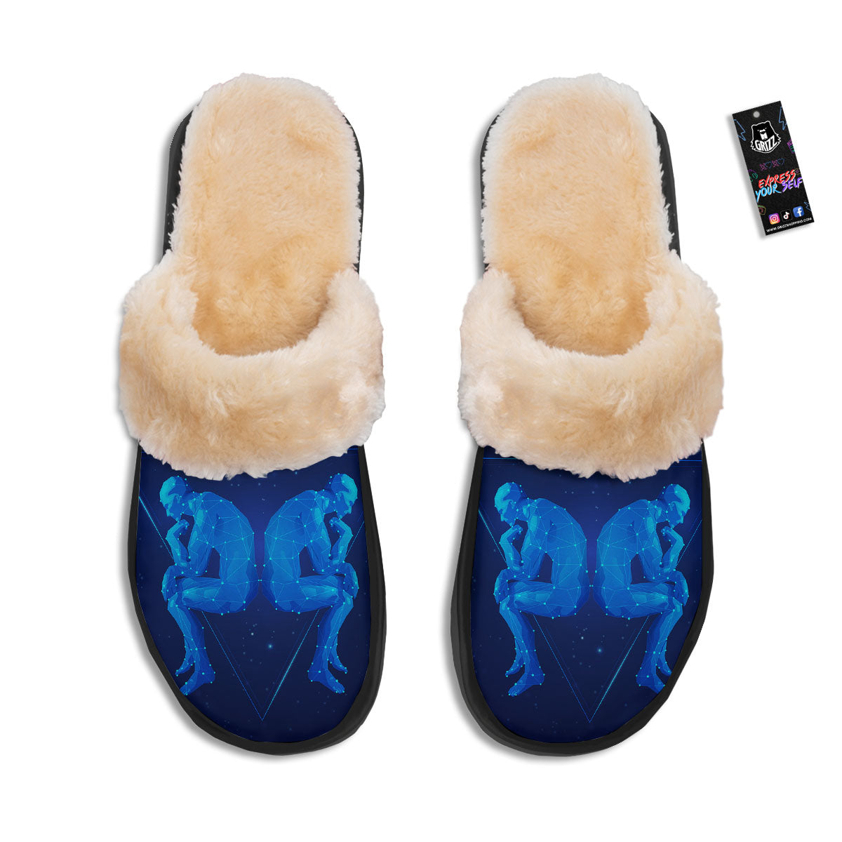 Constellation Gemini Print Slippers-grizzshop