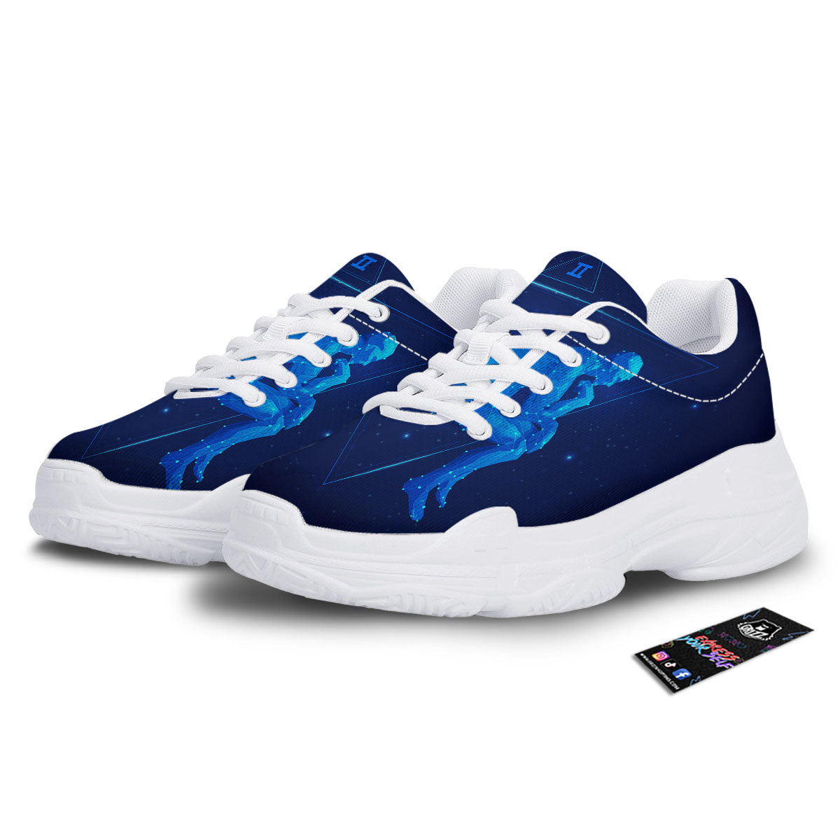 Constellation Gemini Print White Chunky Shoes-grizzshop