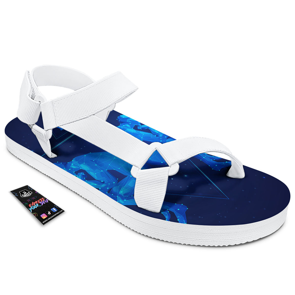 Constellation Gemini Print White Open Toe Sandals-grizzshop