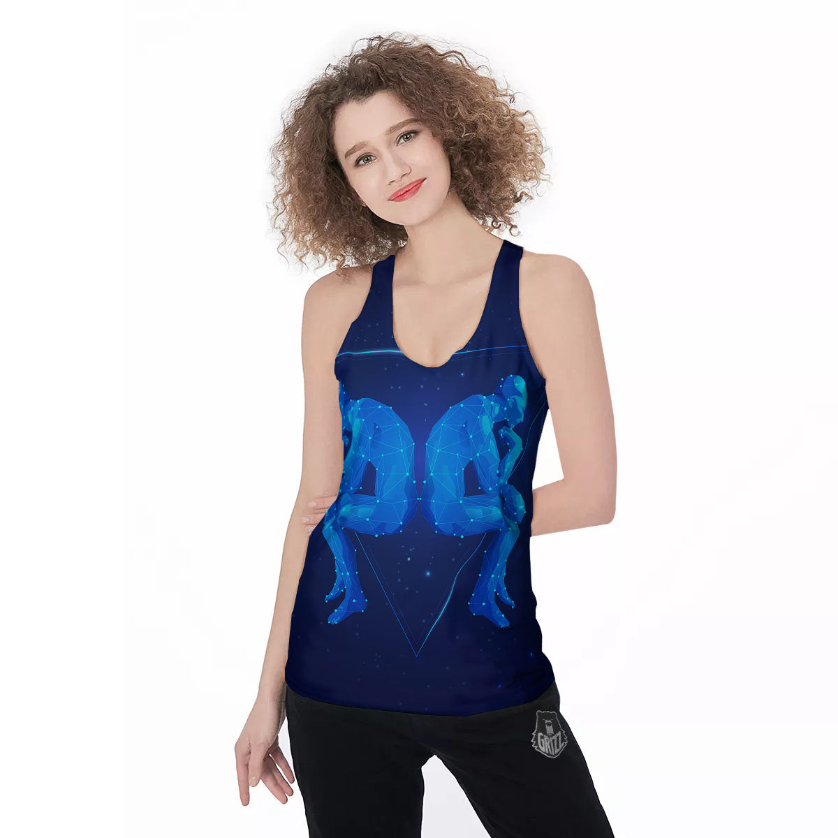 Constellation Gemini Print Women's Racerback Tank Top-grizzshop