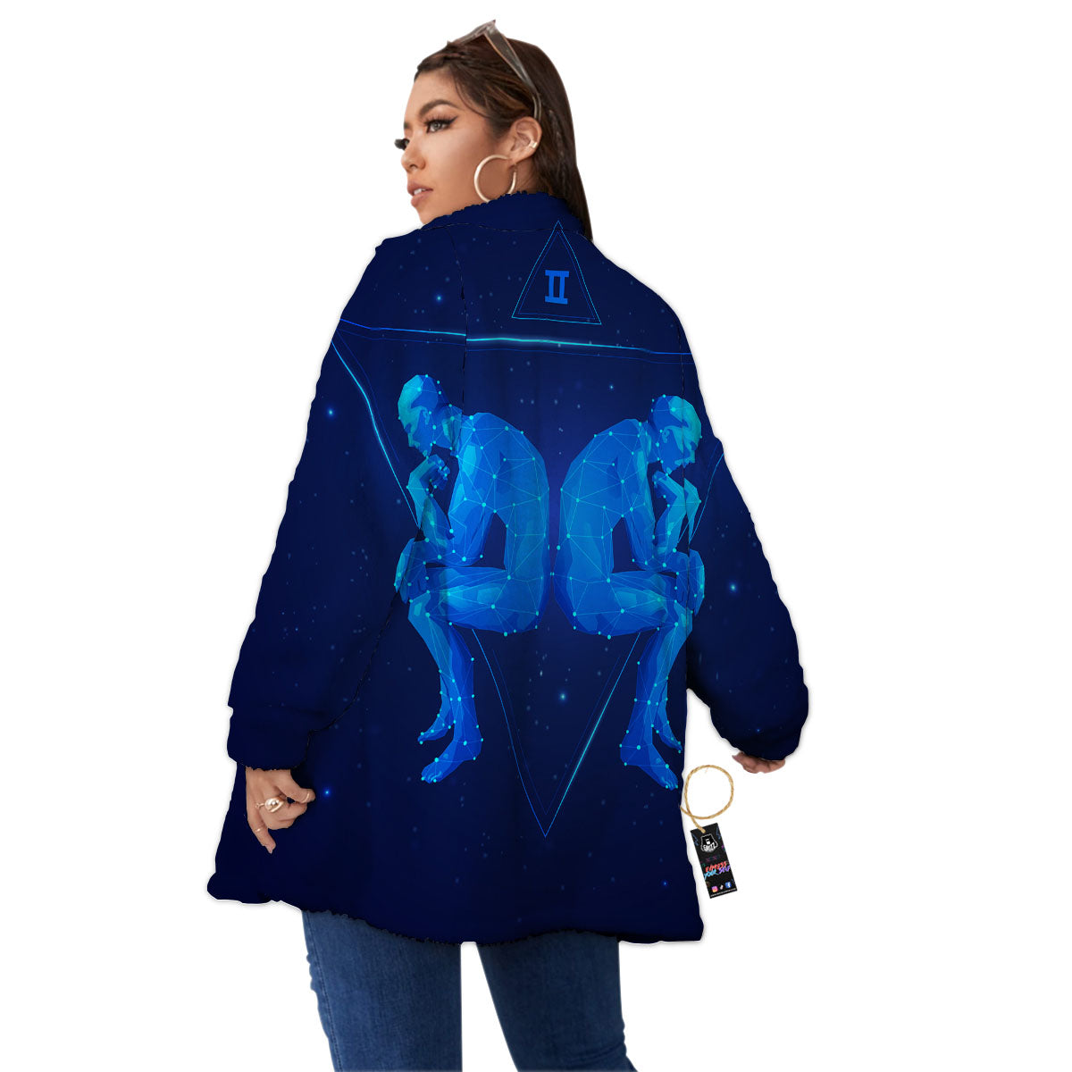 Constellation Gemini Print Women's Sherpa Jacket-grizzshop