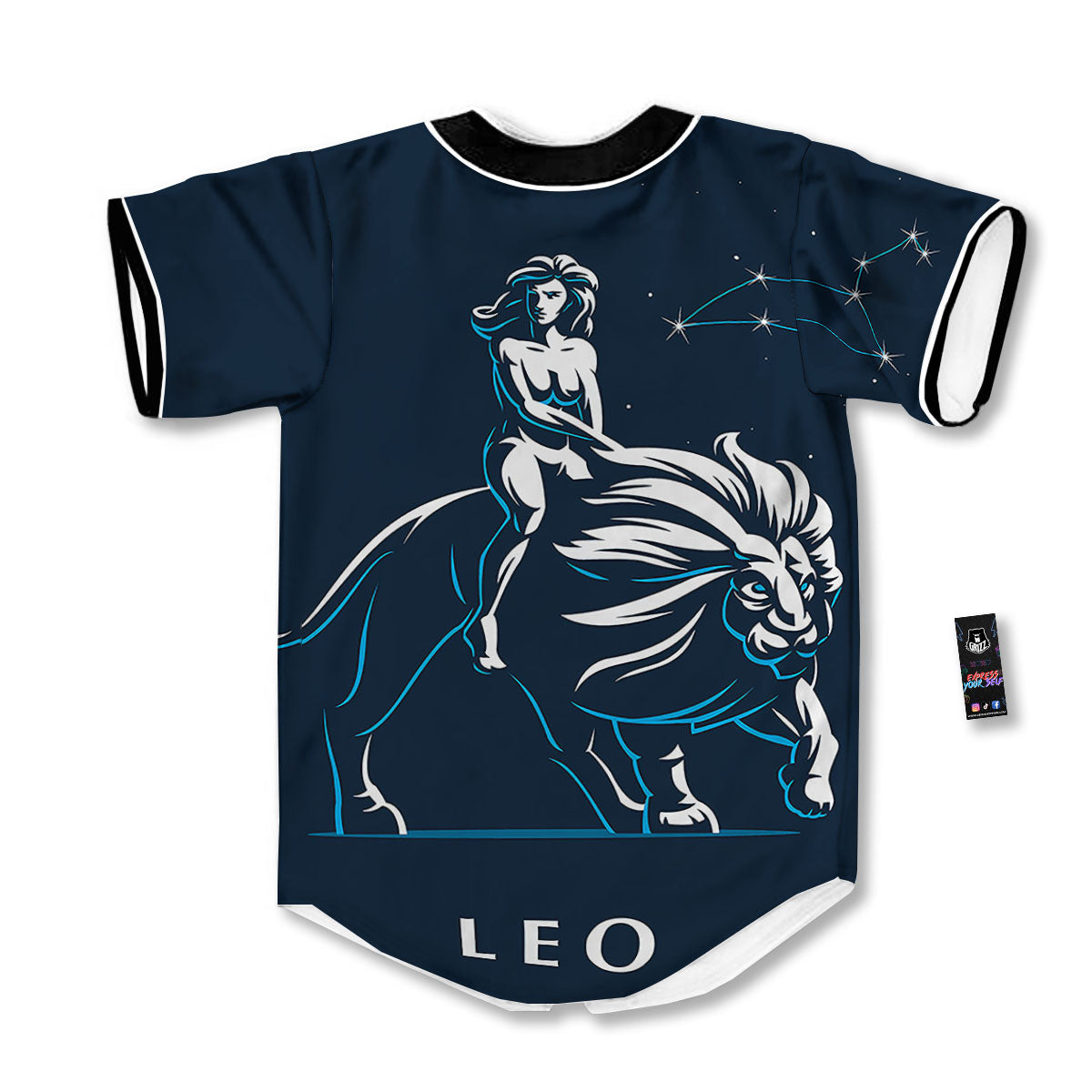 Constellation Leo Print Baseball Jersey-grizzshop