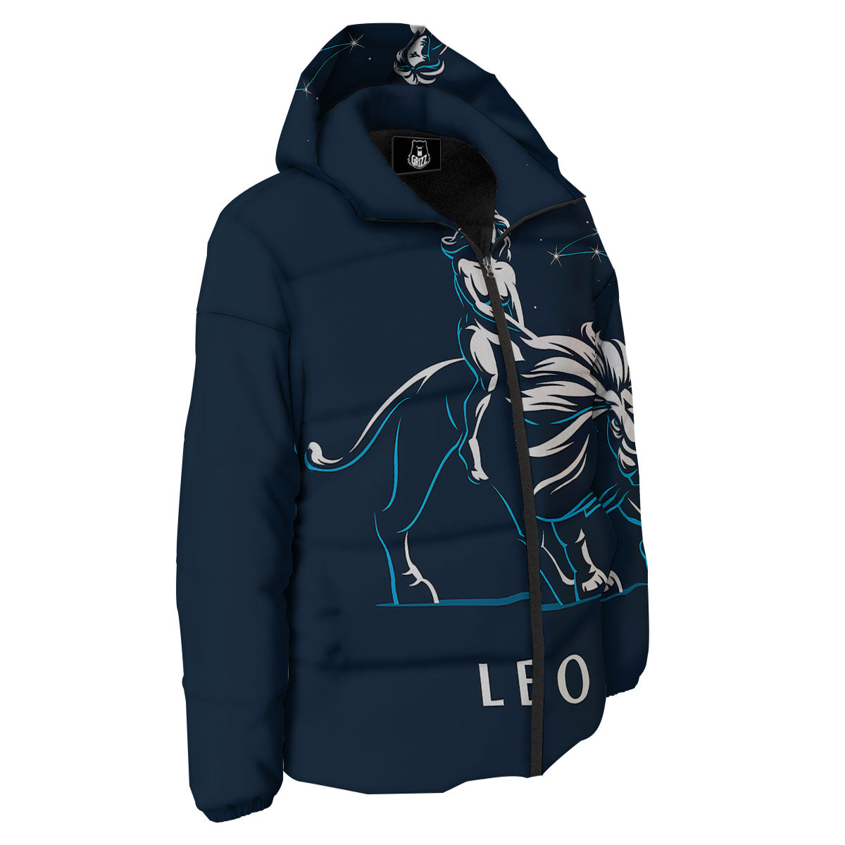 Constellation Leo Print Down Jacket-grizzshop