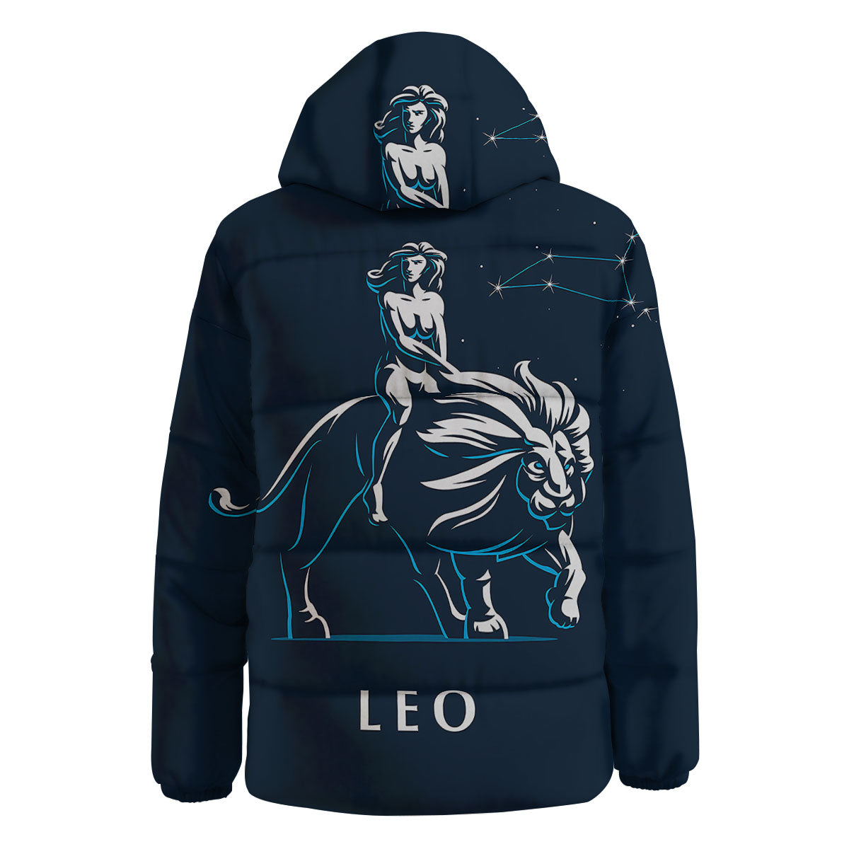 Constellation Leo Print Down Jacket-grizzshop