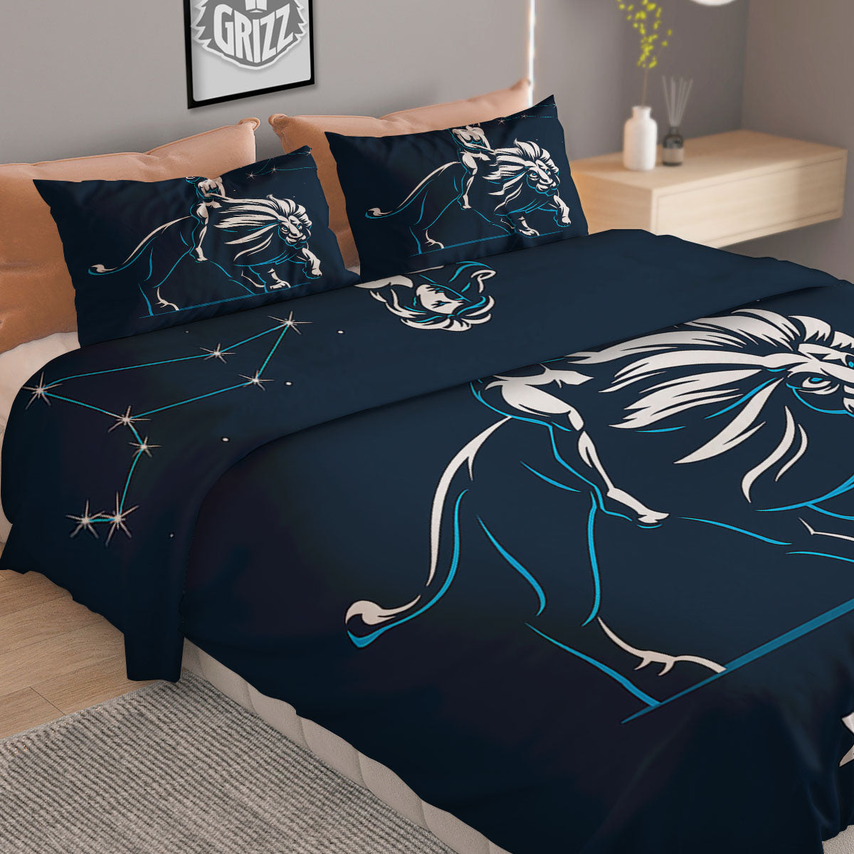 Constellation Leo Print Duvet Cover Bedding Set
