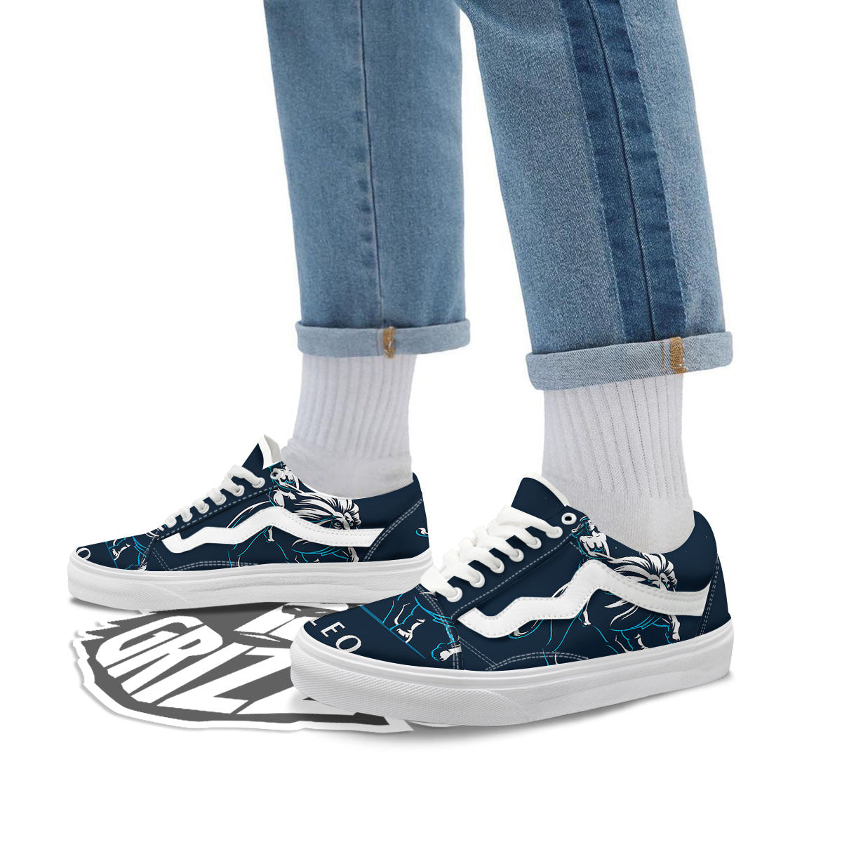 Constellation Leo Print Skate Shoes-grizzshop