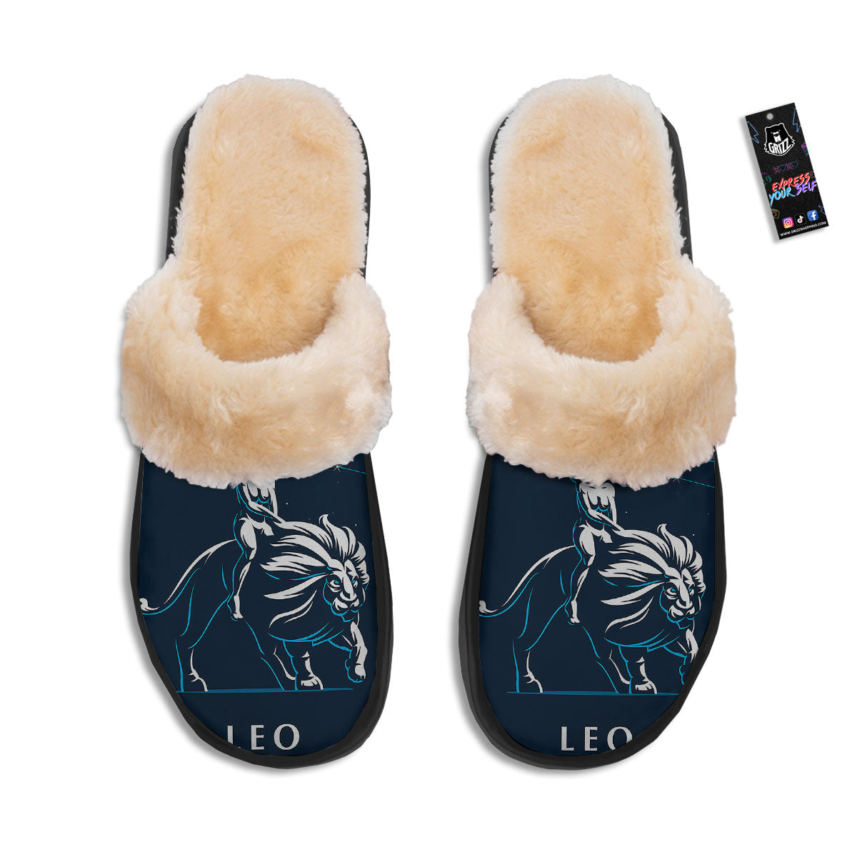 Constellation Leo Print Slippers-grizzshop
