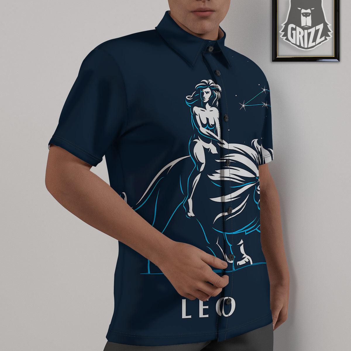 Constellation Leo Print Untucked Shirts-grizzshop