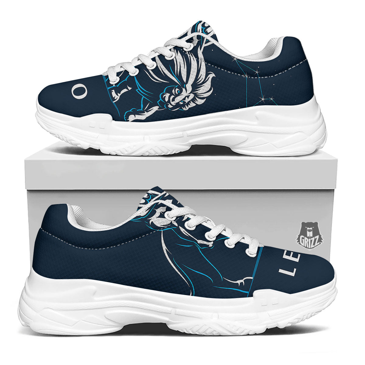 Constellation Leo Print White Chunky Shoes-grizzshop
