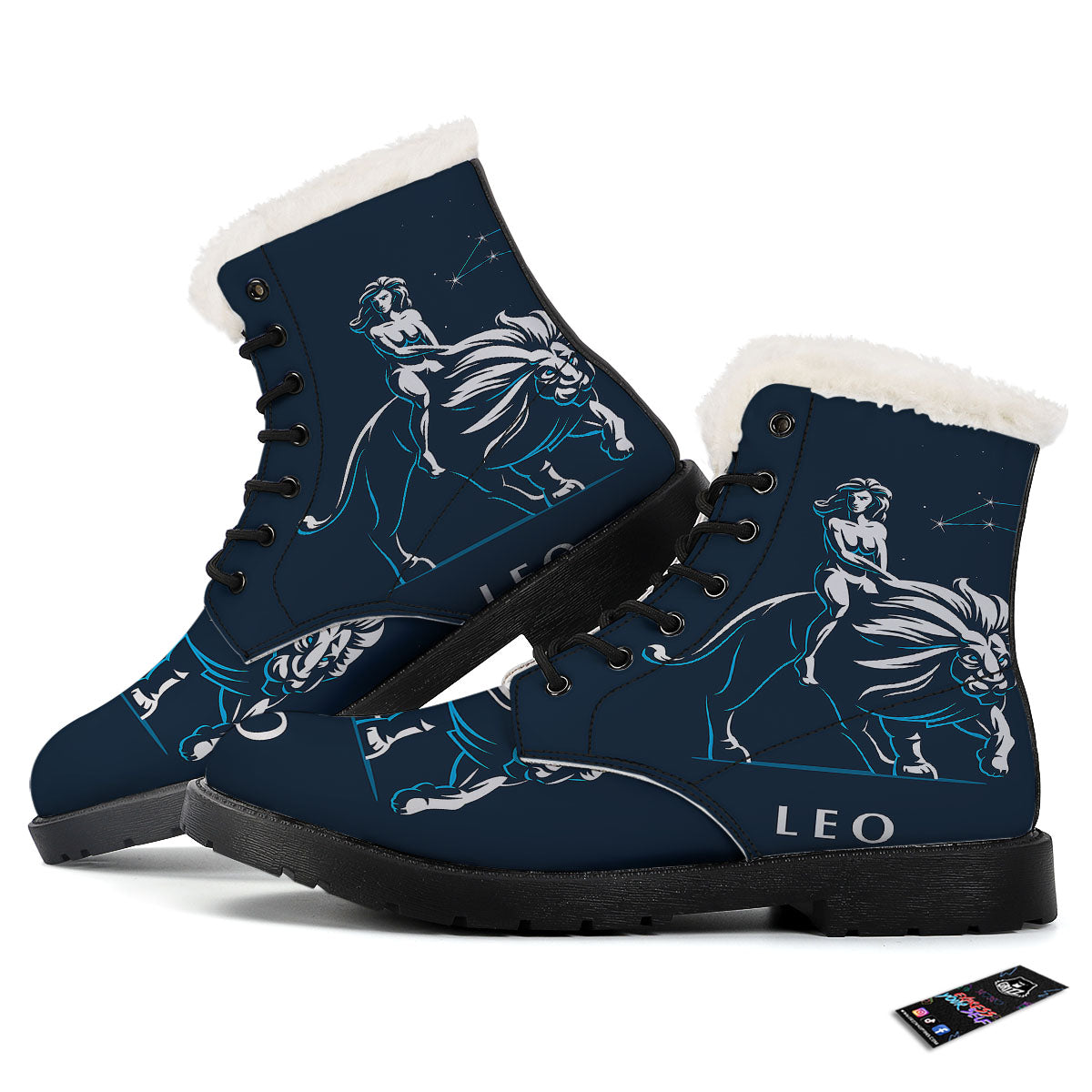 Constellation Leo Print Winter Boots-grizzshop