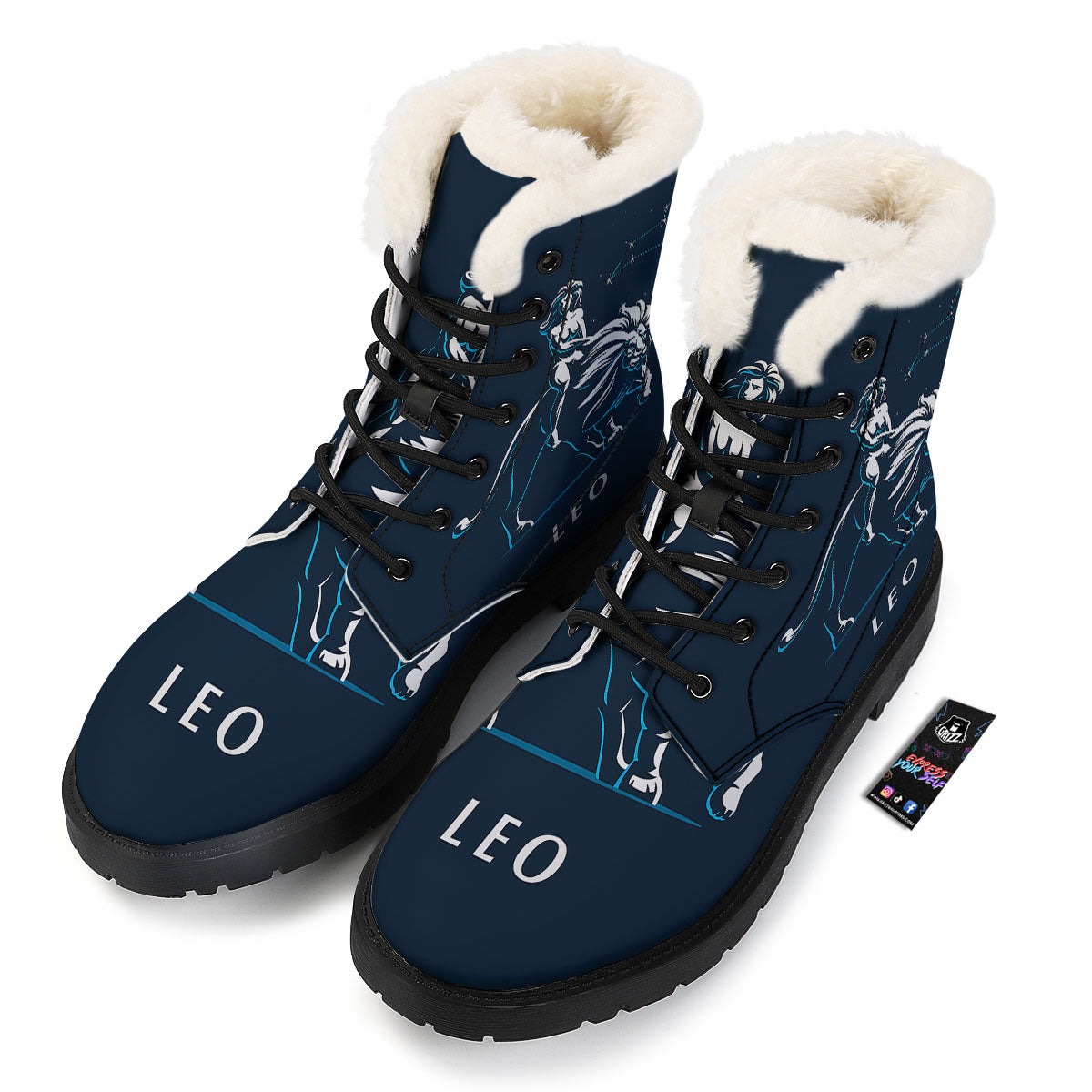 Constellation Leo Print Winter Boots-grizzshop