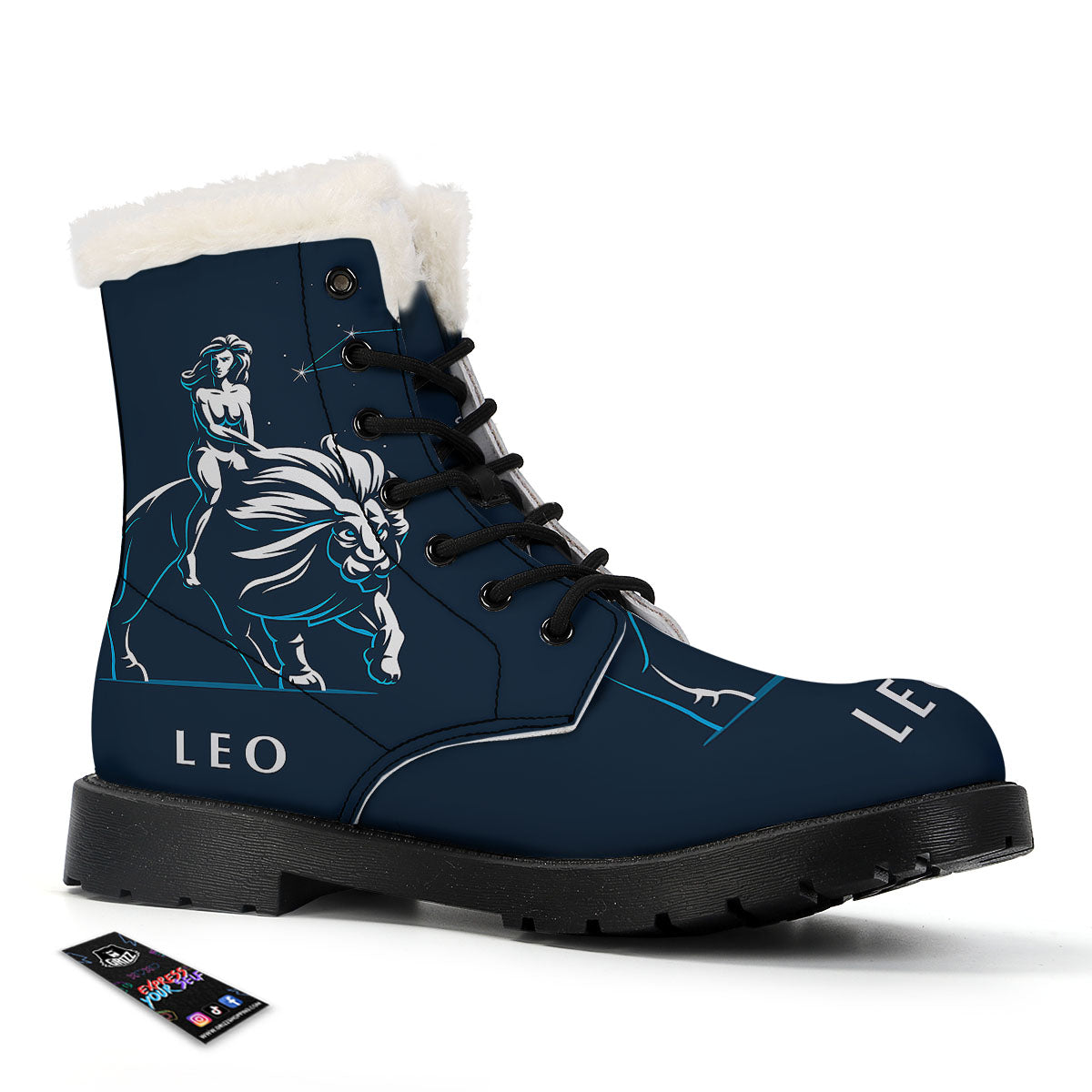 Constellation Leo Print Winter Boots-grizzshop