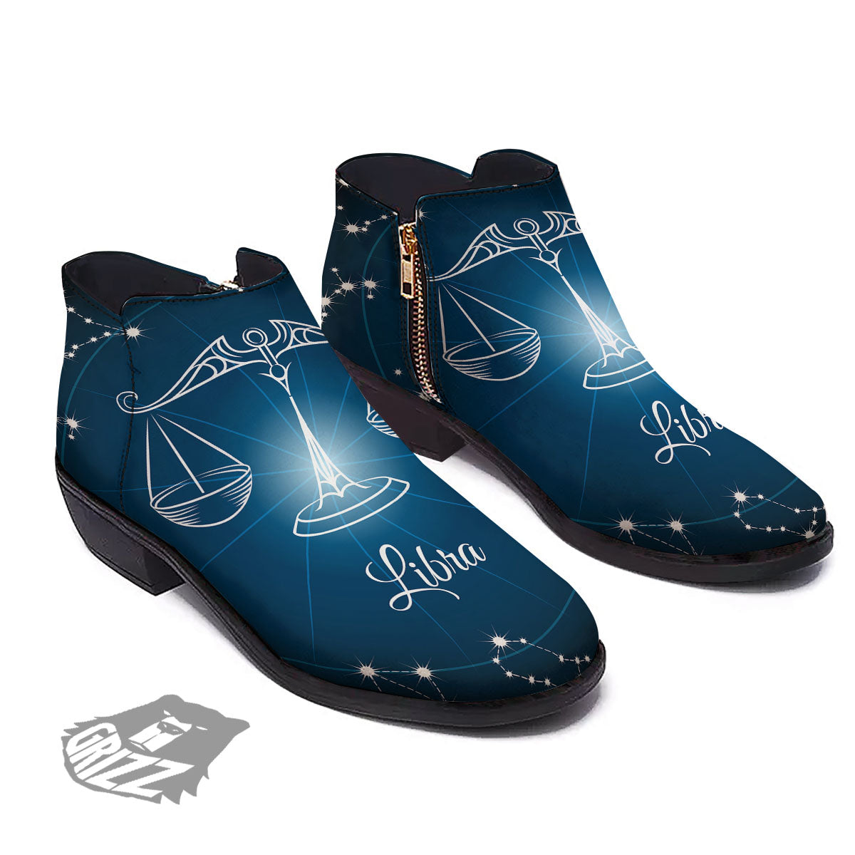 Constellation Libra Print Ankle Boots-grizzshop