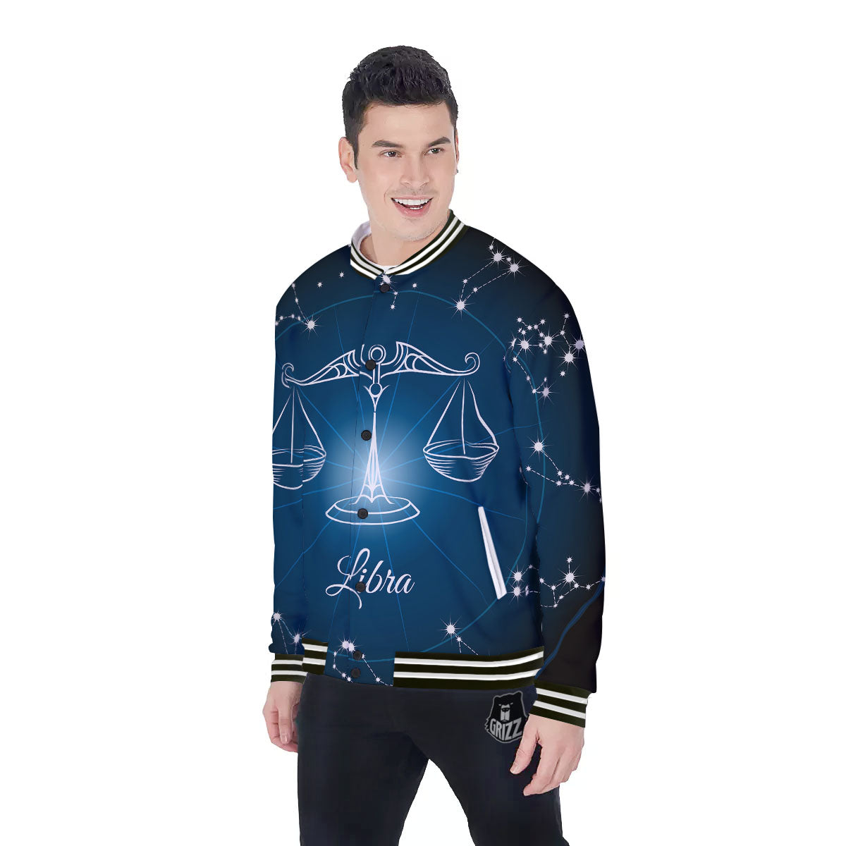 Constellation Libra Print Baseball Jacket-grizzshop