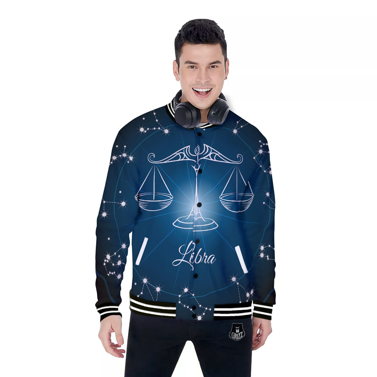 Constellation Libra Print Baseball Jacket-grizzshop