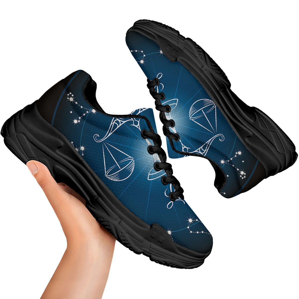 Constellation Libra Print Black Chunky Shoes-grizzshop