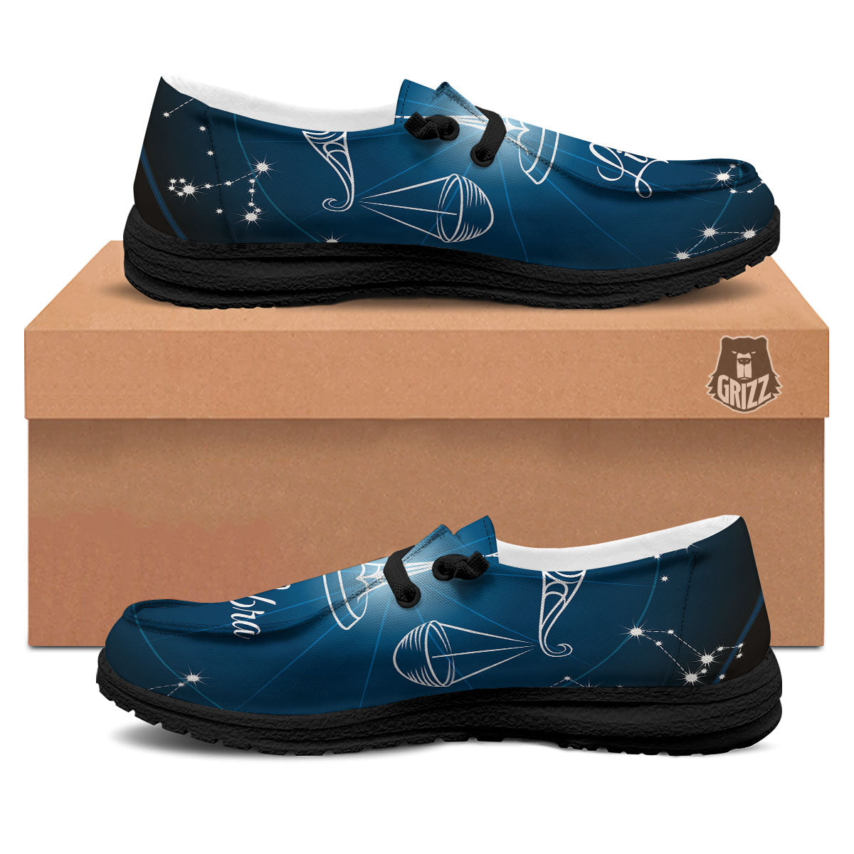 Constellation Libra Print Black Loafers-grizzshop