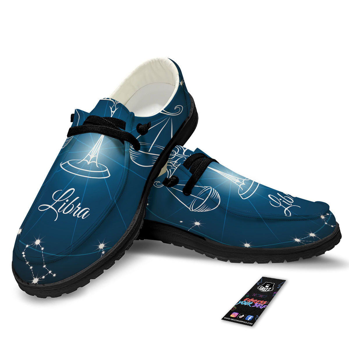 Constellation Libra Print Black Loafers-grizzshop