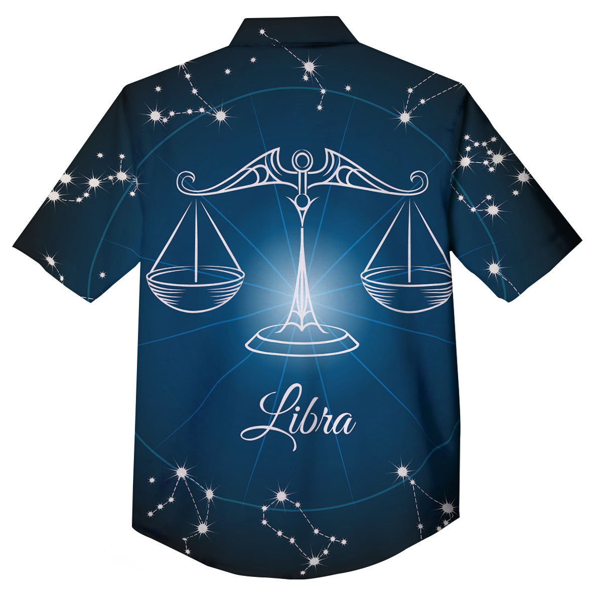 Constellation Libra Print Button Up Shirt-grizzshop