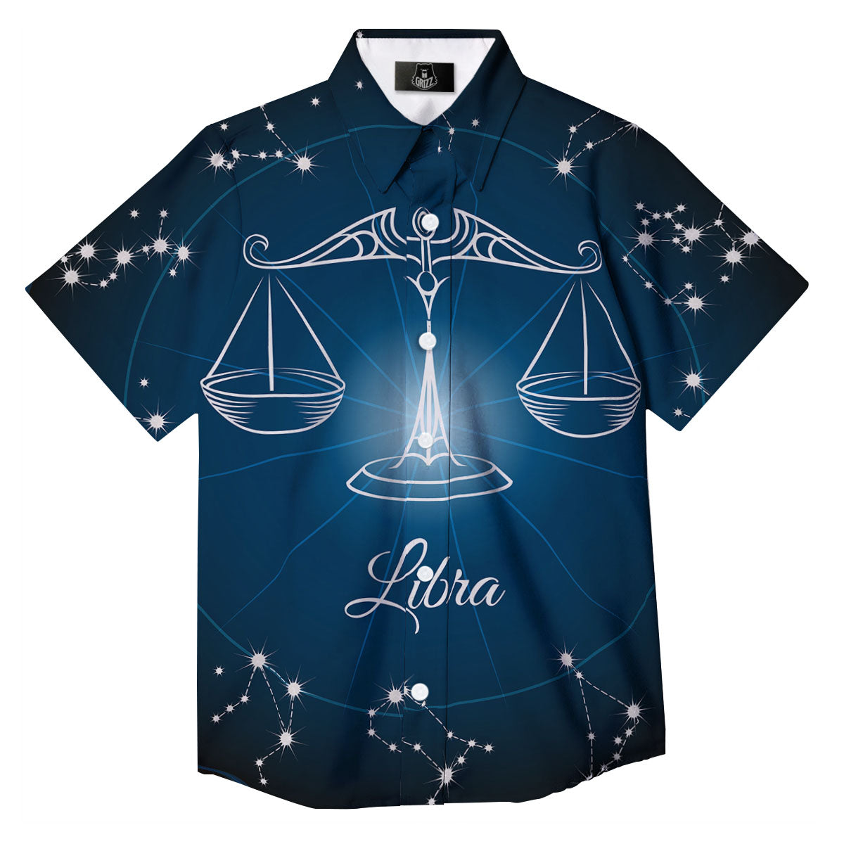 Constellation Libra Print Button Up Shirt-grizzshop