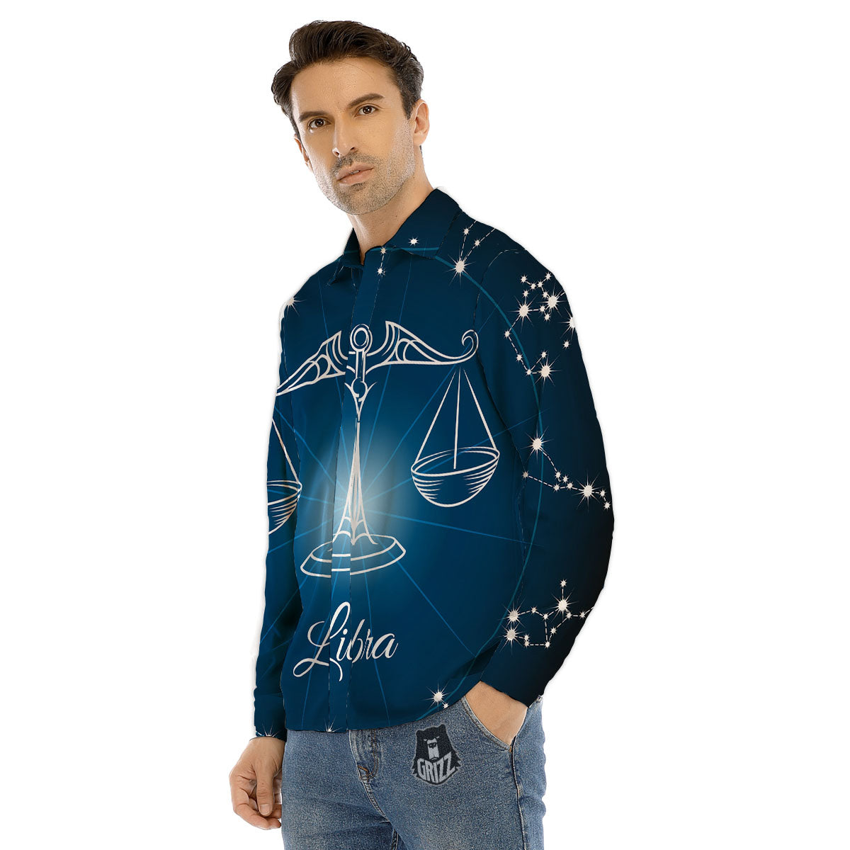 Constellation Libra Print Men's Dress Shirts-grizzshop