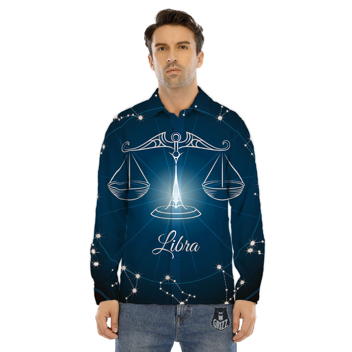 Constellation Libra Print Men's Dress Shirts-grizzshop