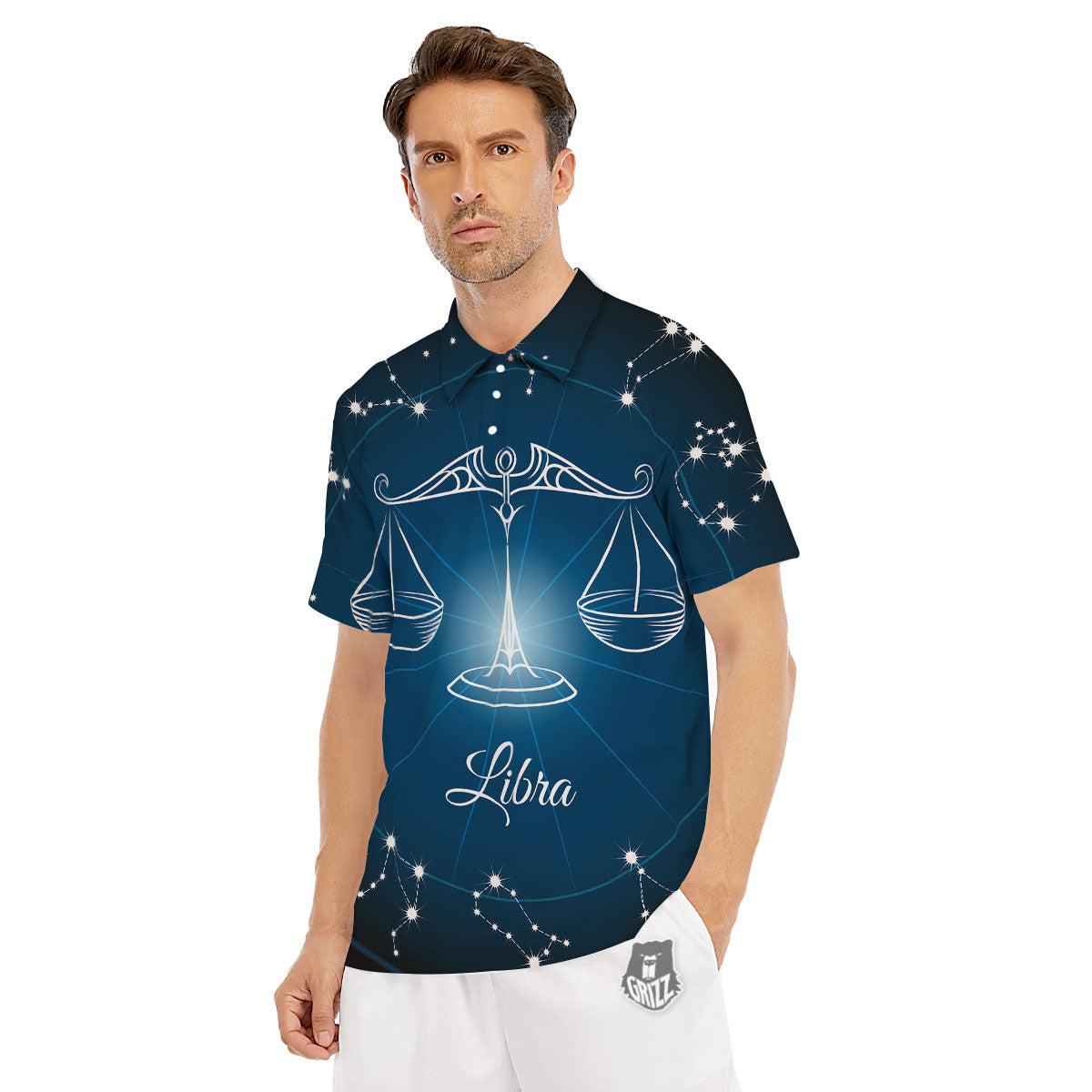 Constellation Libra Print Men's Golf Shirts-grizzshop