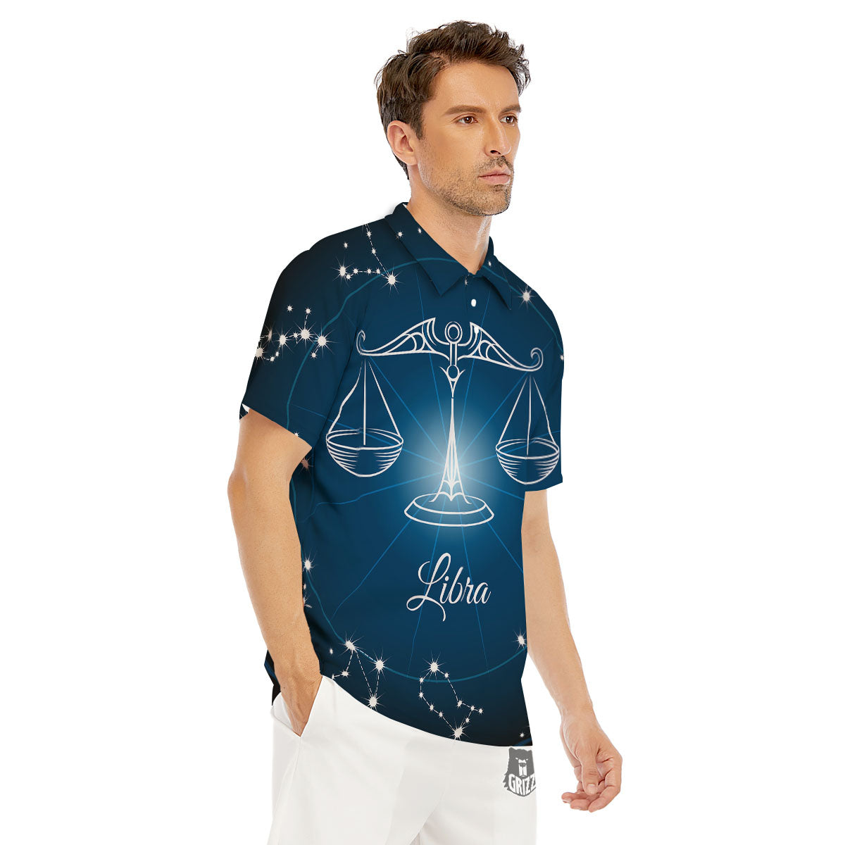 Constellation Libra Print Men's Golf Shirts-grizzshop