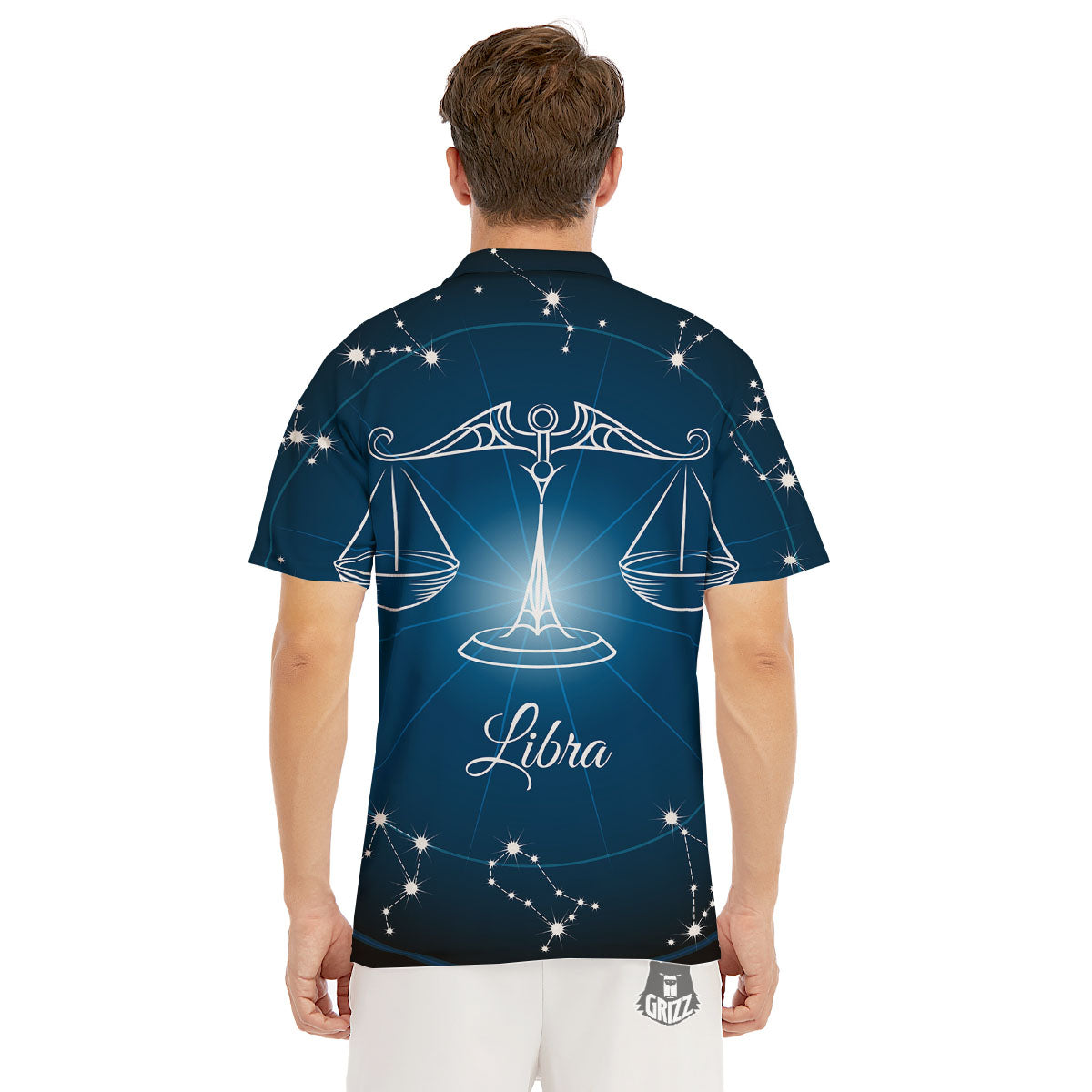 Constellation Libra Print Men's Golf Shirts-grizzshop