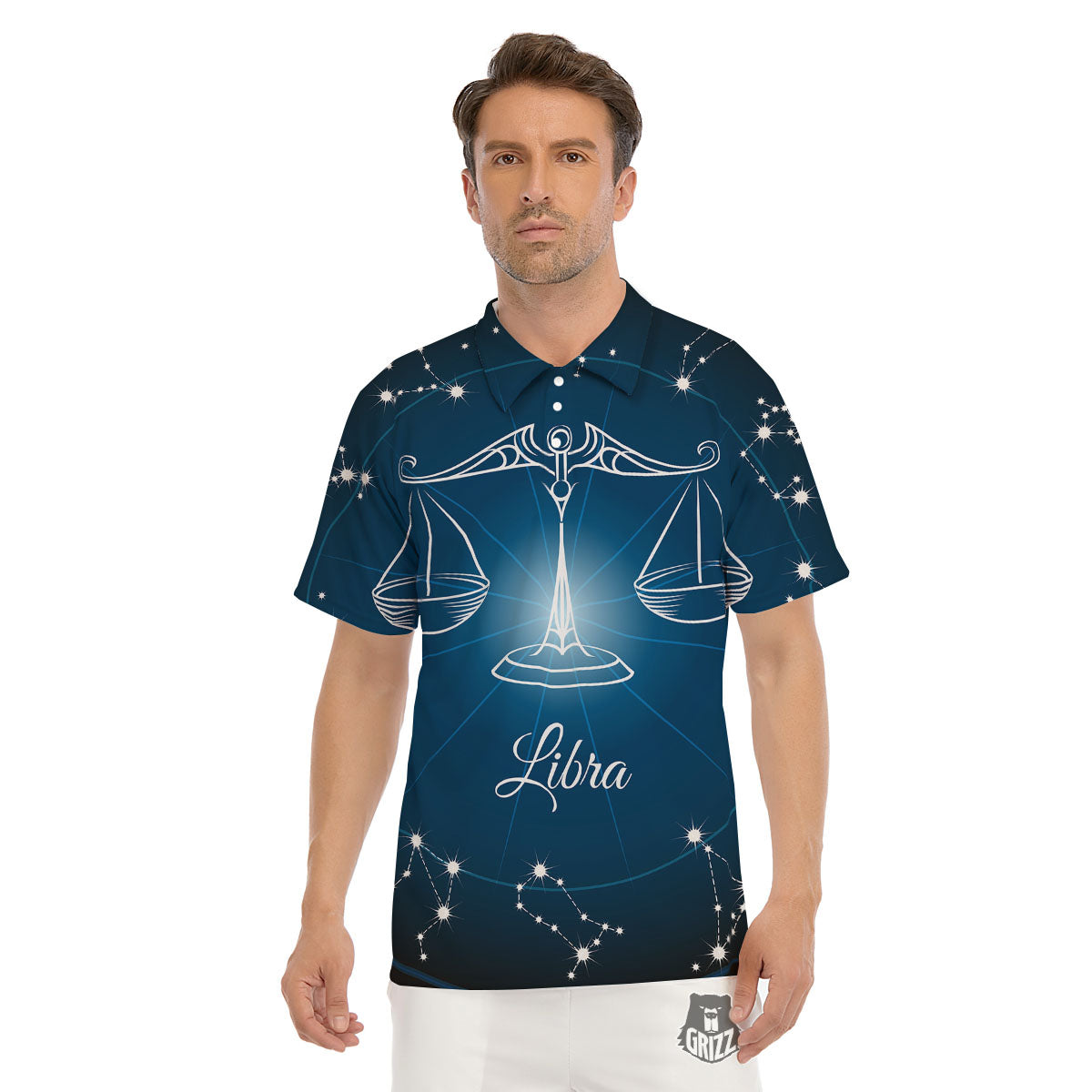 Constellation Libra Print Men's Golf Shirts-grizzshop