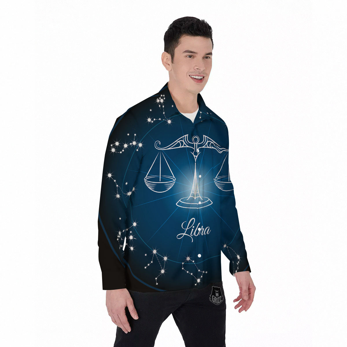 Constellation Libra Print Men's Long Sleeve Shirts-grizzshop