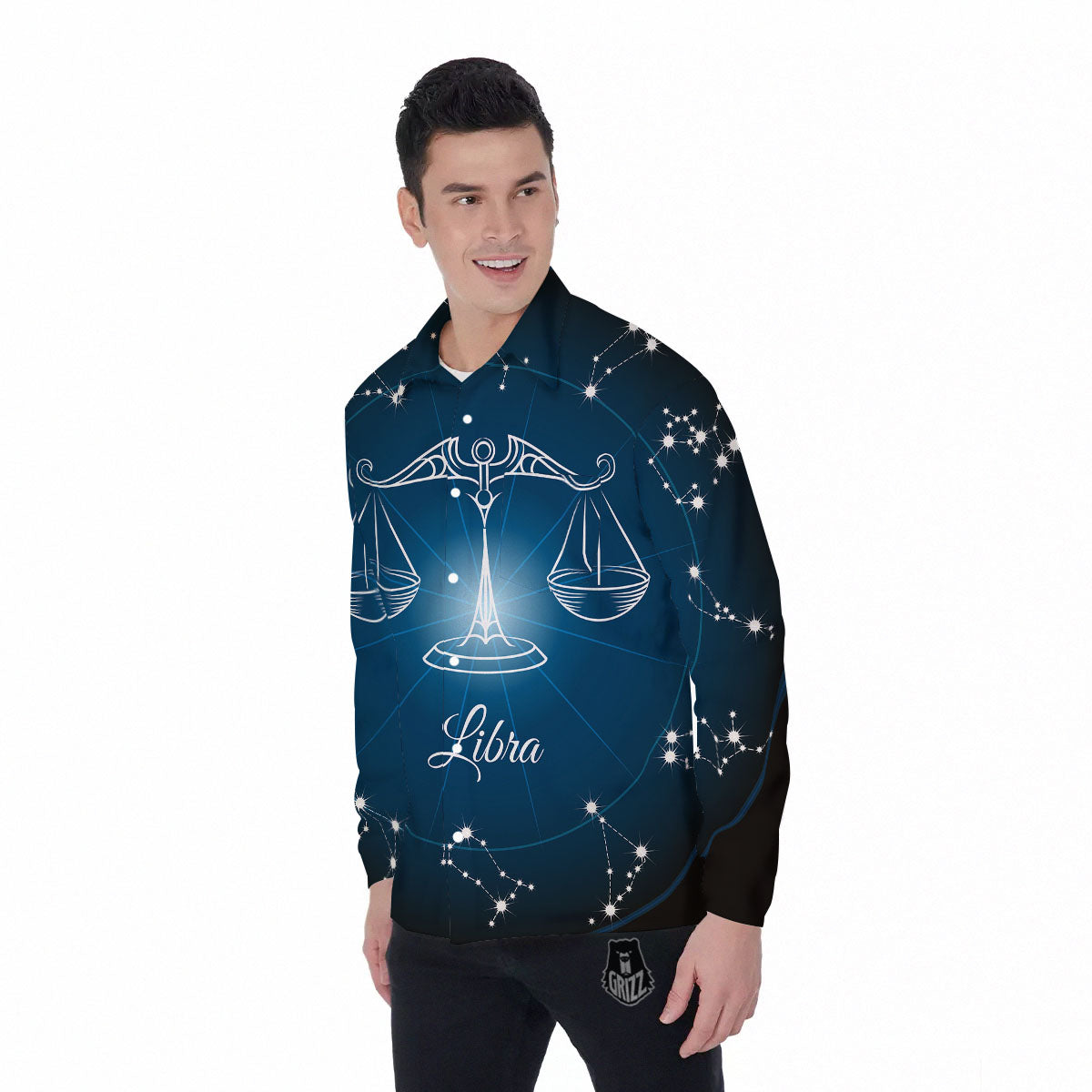 Constellation Libra Print Men's Long Sleeve Shirts-grizzshop