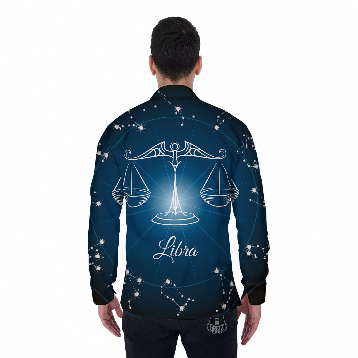 Constellation Libra Print Men's Long Sleeve Shirts-grizzshop