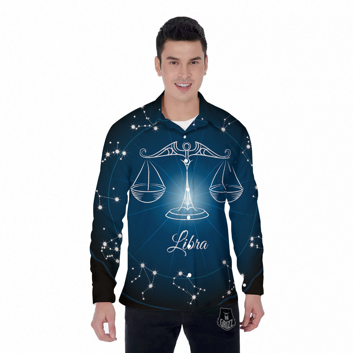 Constellation Libra Print Men's Long Sleeve Shirts-grizzshop