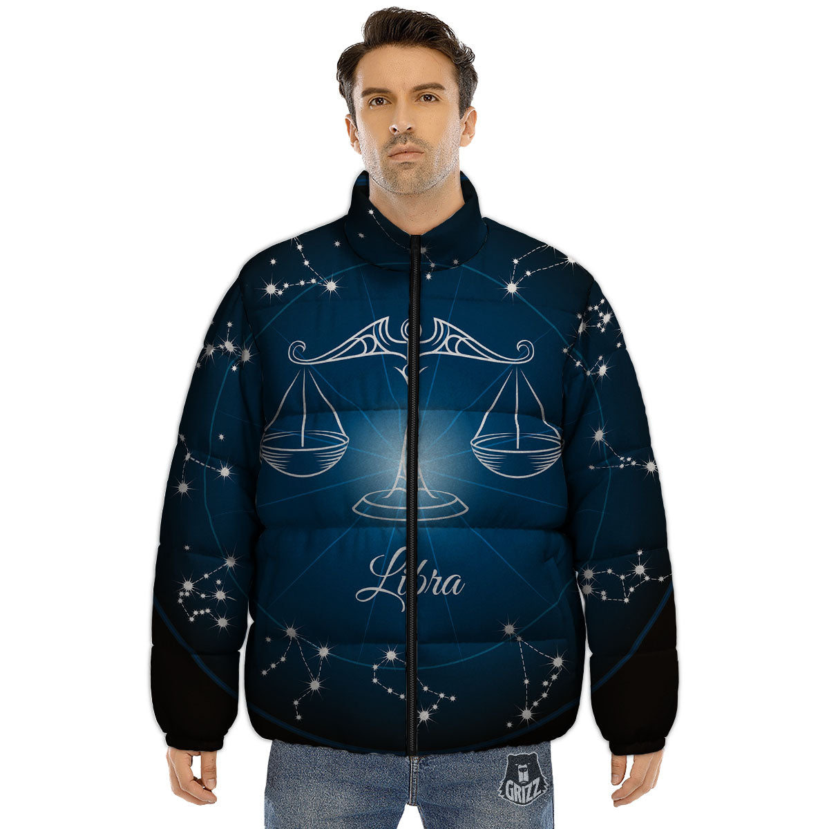 Constellation Libra Print Puffer Jacket-grizzshop